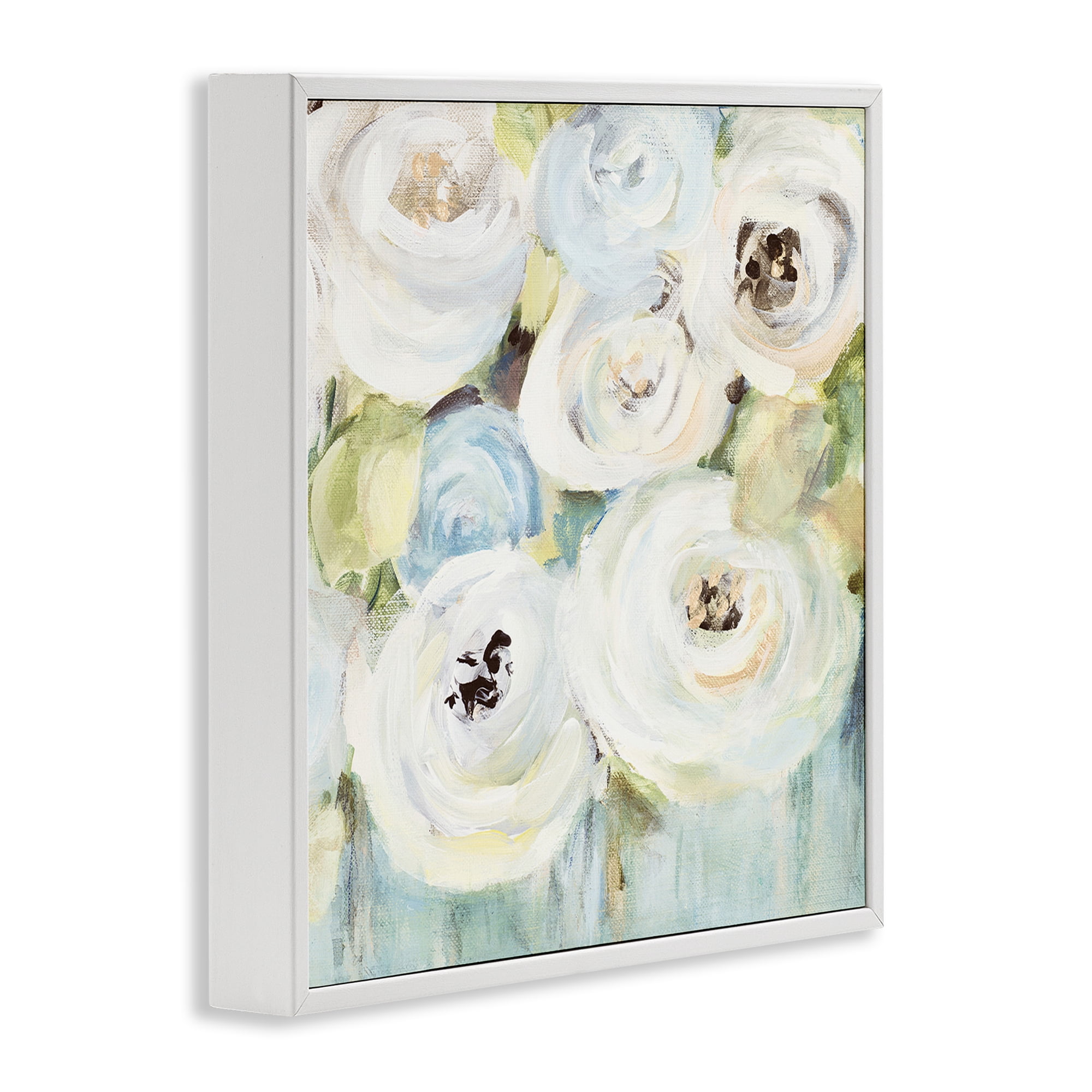 Stupell Industries White Swirling Roses Botanical & Floral Painting White Framed Art Print Wall Art, 17 x 17