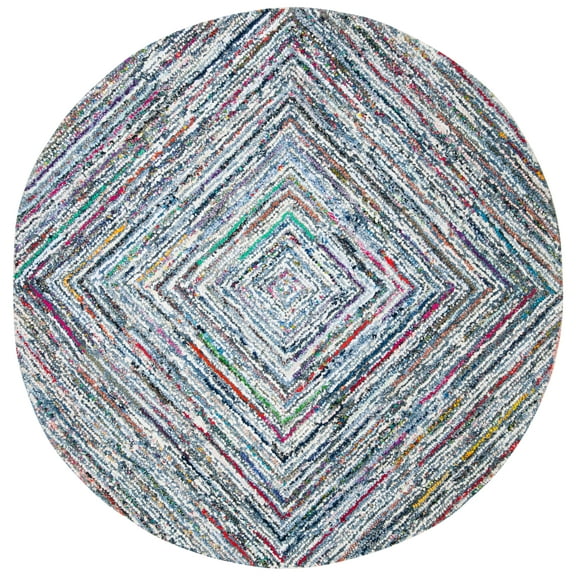 SAFAVIEH Nantucket Sampson Geometric Cotton Area Rug, Multi, 6' x 6' Round