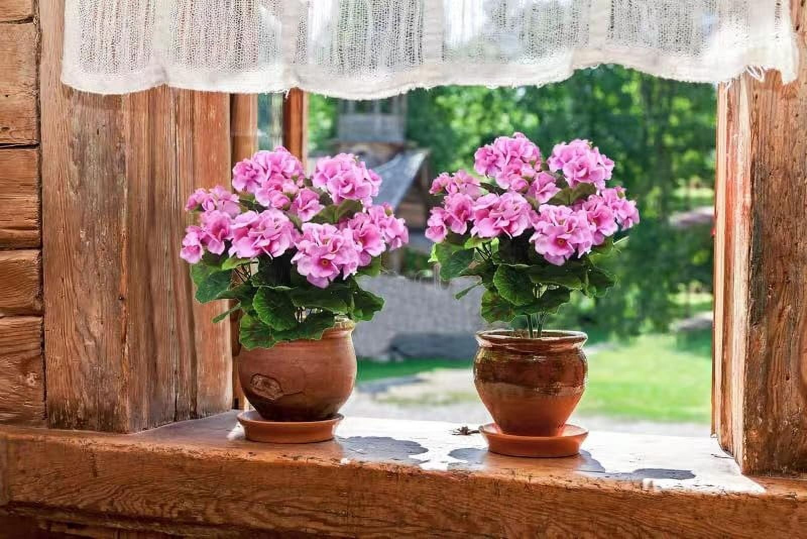 2pcsArtificial Geraniums Silk Flowers Outdoor Artificial Red Geranium Bush Faux Flowers Red Geraniums for Floral Home Decor Indoor Garden Patio Grave Cemetary Vase Table Centerpiece