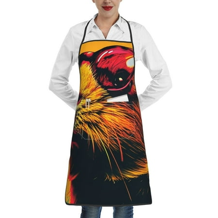 

Gaeub Watercolor Glasses Guinea Pig Kitchen Cooking Aprons Adjustable Bib Apron Waterdrop and Oil Resistant Kitchen Chef Apron for Women Men