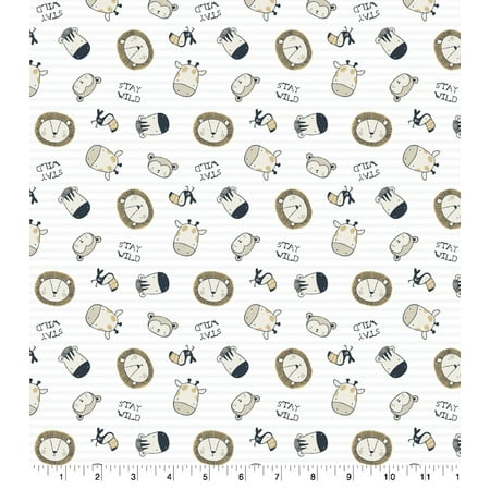 UPC: 0887816368902 | Stay Wild Stripe Baby Animals Cotton Fabric