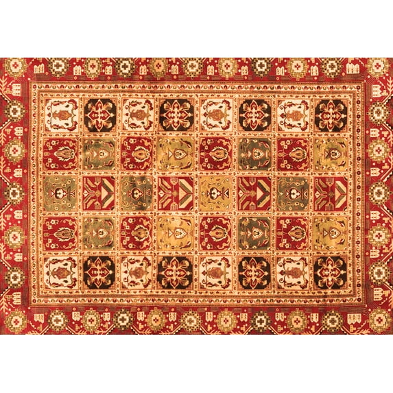 Ahgly Company Indoor Rectangle Southwestern Orange Country Area Rugs, 7' x 9'