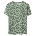 thumbnail image 4 of Pompotops Femmes Casual Manches Courtes Impression Plissée Col Rond T-Shirt Blouse Tops, 4 of 4