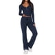 thumbnail image 1 of Conjunto Deportivo de Otoño de 2 Piezas A Juego para Estar en Casa: Pantalón de Pierna y Top Corto con Cuello Henley. Azul Marino L, 1 of 6