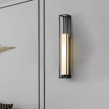 

Litfad White Glass Tubular Wall Mount Light Modern Wall Lamp Sconce for Bedroom