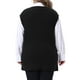 thumbnail image 3 of Chaleco de suéter de mujer de tallas grandes Agnes Orinda, tejido acanalado, cuello en V, sin mangas, con dobladillo dividido, blusa casual sin mangas 2X negra, 3 of 6