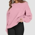 thumbnail image 5 of Dwellite Womens Plus Size Sweatshirts Long Sleeve Fleece Hoodies Fall Crew Neck Pullover Tops 2025 Fashion Winter Clothes Pink 2XL, 5 of 5