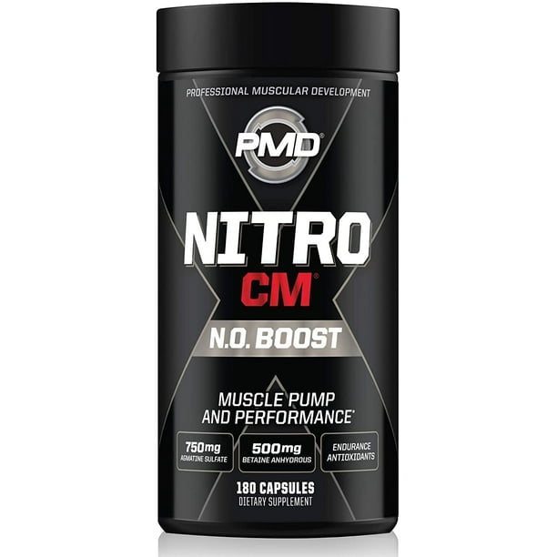 Pmd Sports Nitro Cm Nitric Oxide With Agmatine Pre Workout Supplement Muscle Growth Pre Workout With L Arginine Endurance Boost For Hardcore Exercise Training And Bodybuilding 180 Capsules Walmart Com Walmart Com