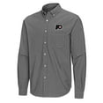 thumbnail image 2 of Men's Antigua Black Philadelphia Flyers Porter Woven Tri-Blend Long Sleeve Button-Down Shirt, 2 of 3