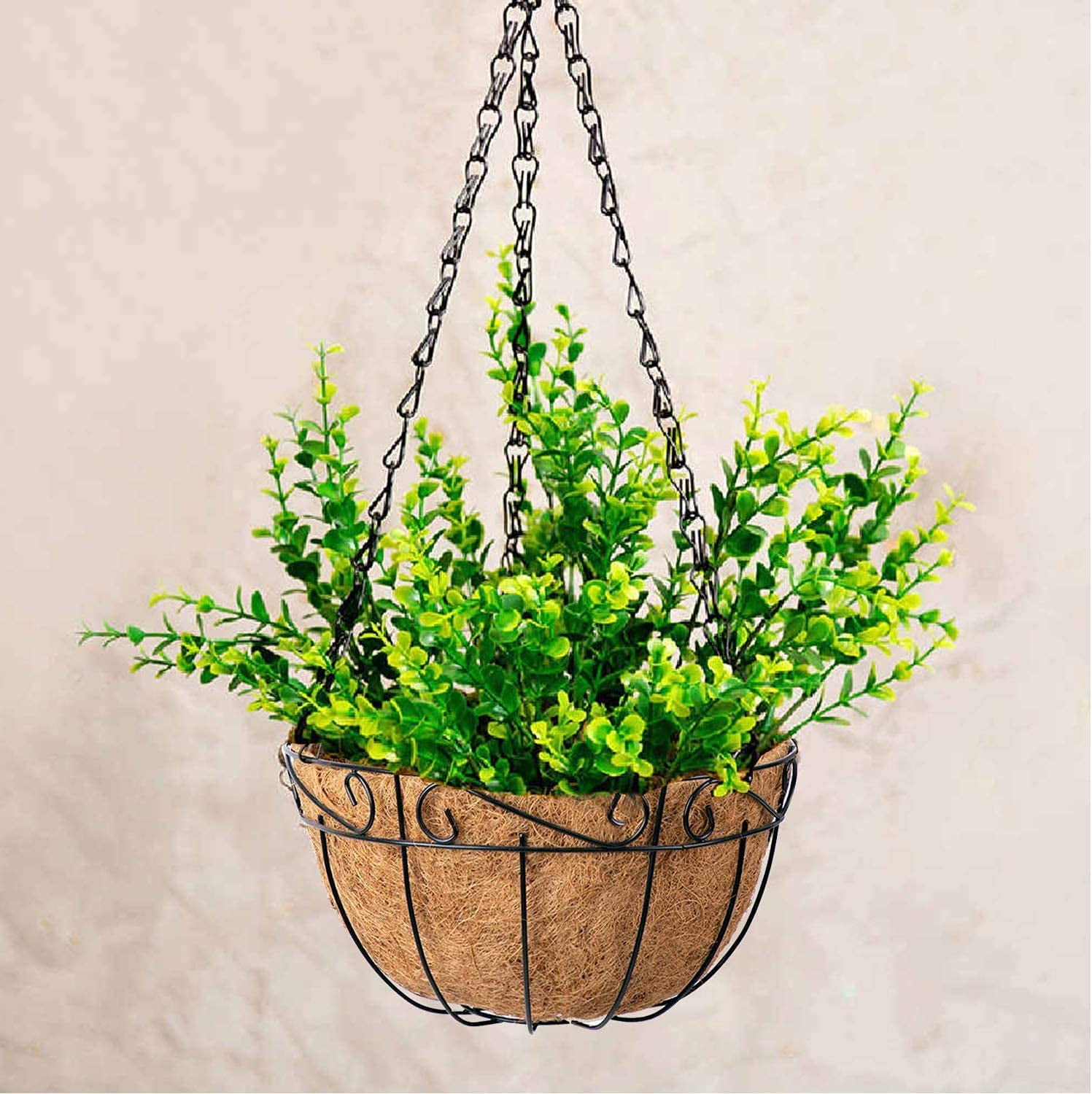 Ashman Online, Metal Hanging Planter Basket, Indoor Outdoor Watering Hanging Baskets, Black Color, (2Pack)