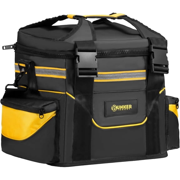 BUNKER INDUST Heavy Duty Large Recovery Gear Bag with Shoulder Strap, Reflective Strips, Multi-Pockets for Offroad Accessories & Tool Organizer