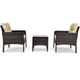 Costway 3PCS Outdoor Rattan Conversation Set Patio Garden Furniture