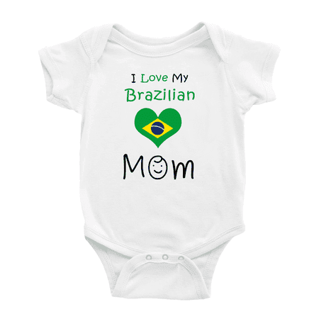 

I Love My Brazilian Mom Baby Bodysuit Baby Clothes (White 12-18 Months)