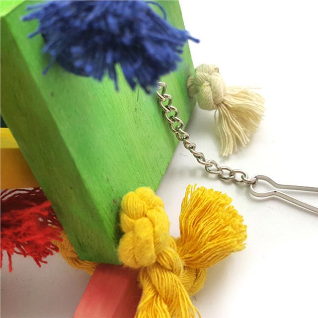 Langgg Bright Color Four-layer Wooden Block Parrot Chewing Toy Bird Hangable Toy