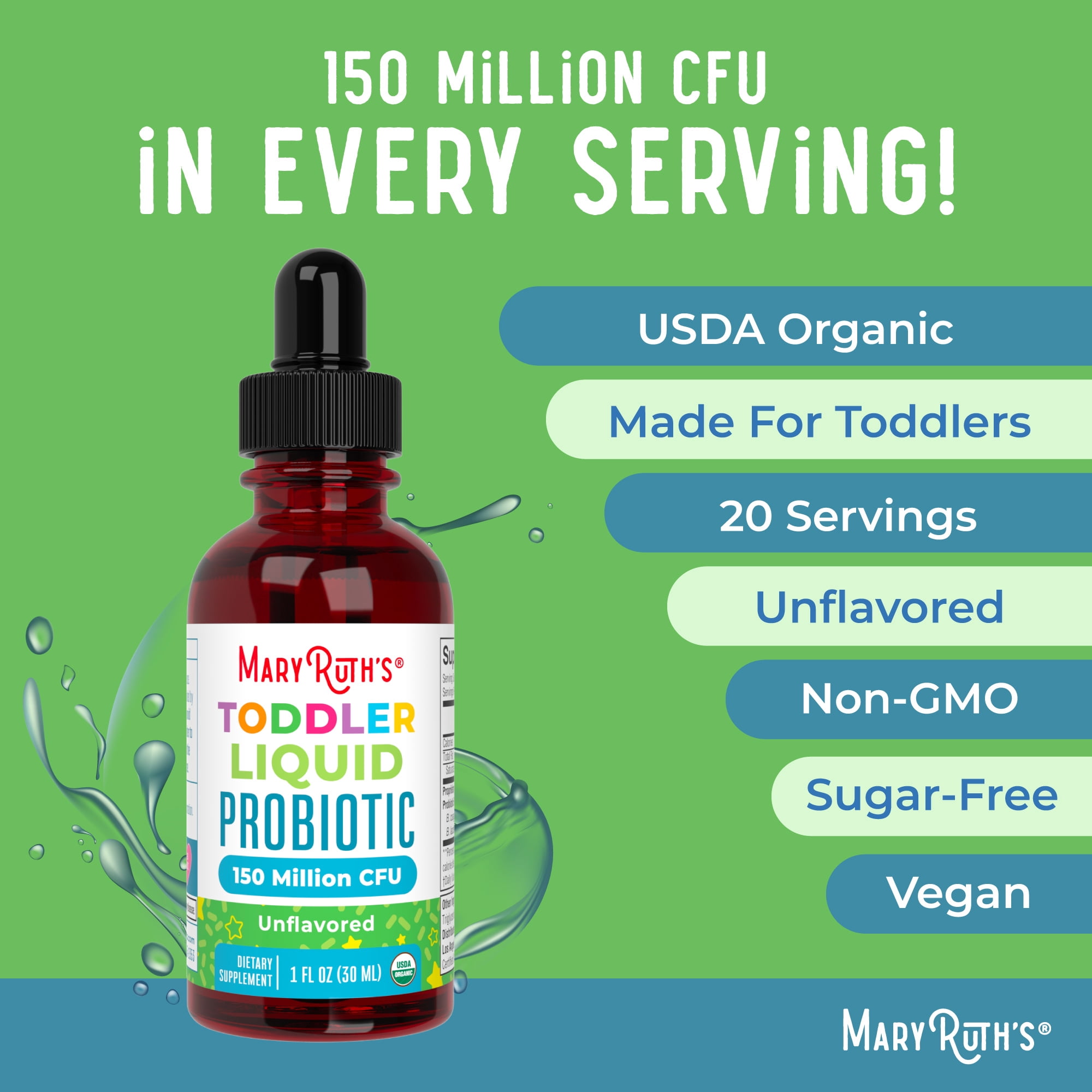 MaryRuth's Toddler Probiotic Liquid Drops 150 Million CFU Dairy-Free Vegan 1 Count 1 fl oz
