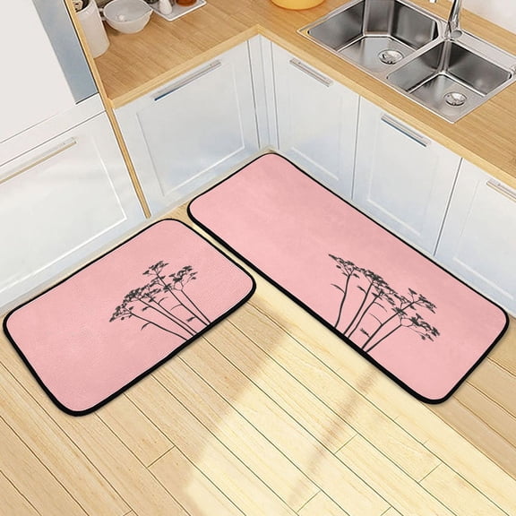 Botany 2 Piece Non Slip Kitchen Mat Set with Soft Memory Foam Padding