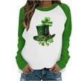 thumbnail image 4 of Kilaqueen Sweatshirt for Women St Patricks Day Shamrock Raglan Long Sleeve Crew Neck Pullover Tops, 4 of 5