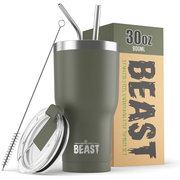 Beast Gobelet 30 oz en Acier Inoxydable Steel Isolé sous Vide Tasse à Café/glace à Double Paroi Flasque de Voyage (Vert Armée)