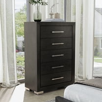 Furniture of America Bennett Modern Solid Wood 5-Drawer Vertical Dresser, Black