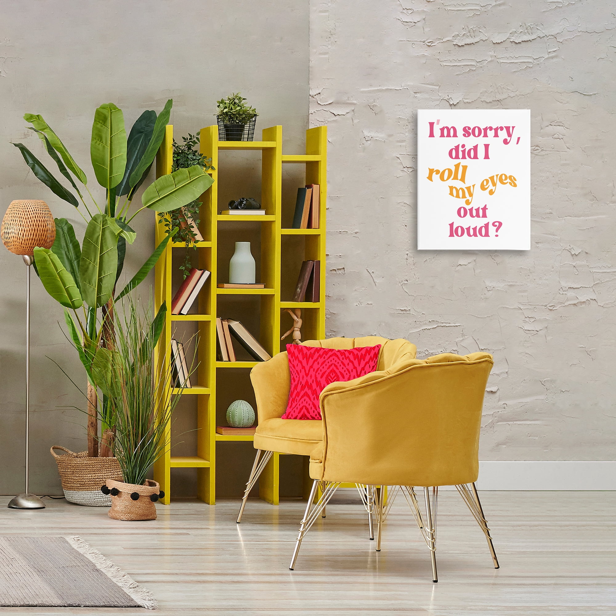 Stupell Industries Roll My Eyes Out Loud Typography Painting Gallery Wrapped Canvas Art Print Wall Art, 16 x 20