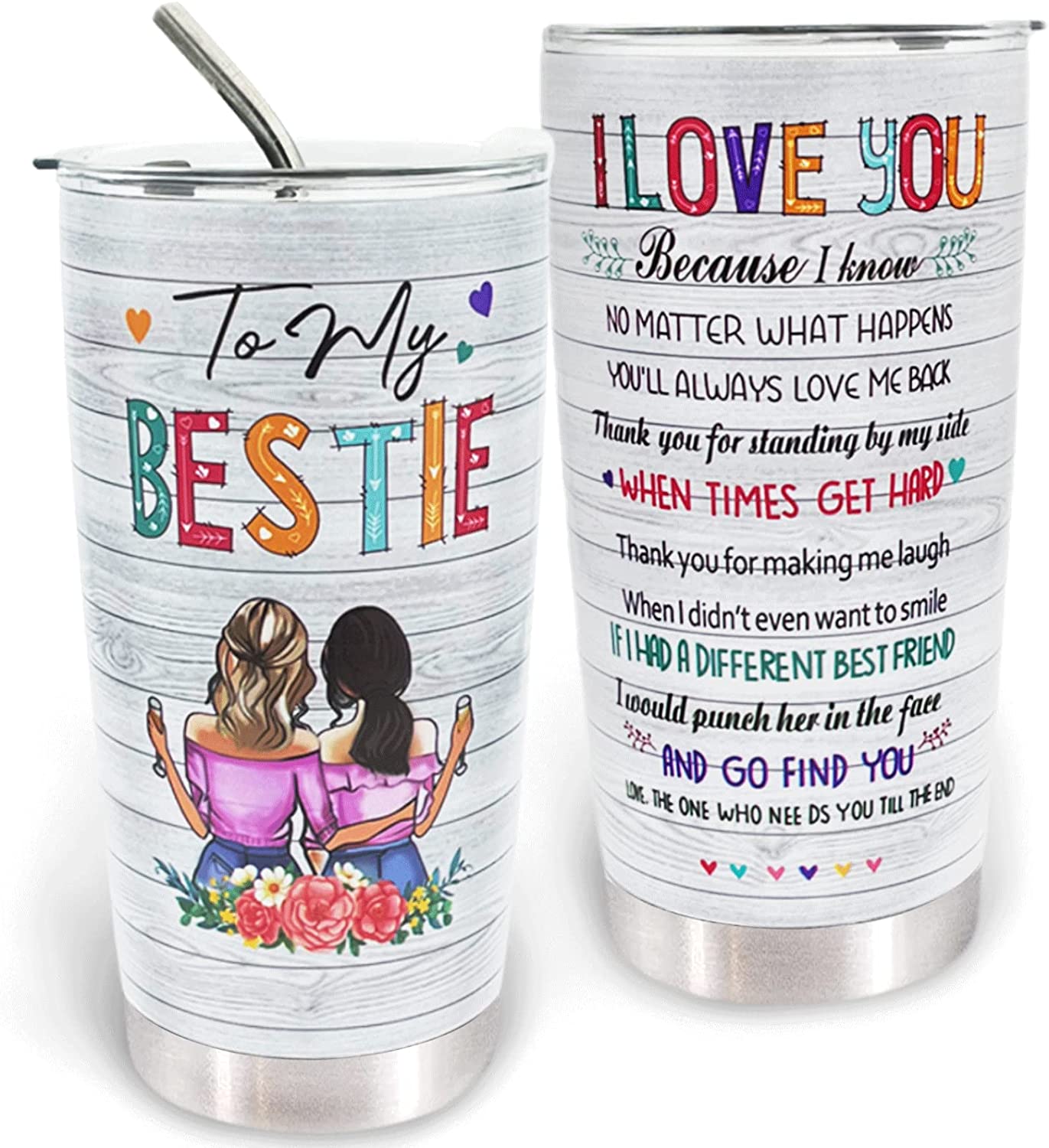 Best Friend Birthday Gifts for Women-Gifts for Best Friends,Friendship Gifts  for Women-Best Friend Christmas Birthday Thanksgiving Gifts for Bestie,  Soul Sister, BFF, Coworker-BFTETYU 20oz Tumbler 