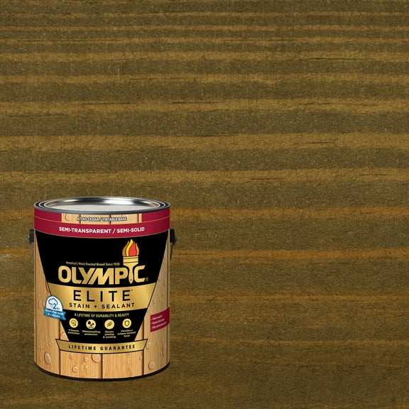 Olympic Elite 1 Gallon ST-2008 Coffee Semi-Transparent Exterior Stain and Sealer in One Low VOC