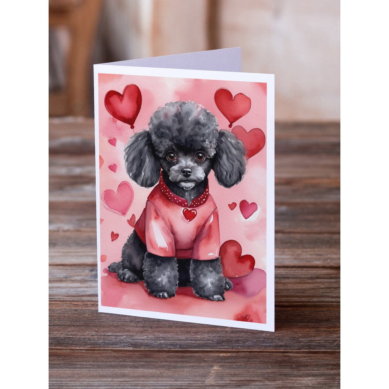 Black Poodle My Valentine Greeting Cards Pack of 8 7 in x 5 in