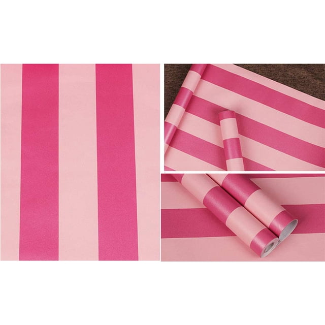Papel tapiz PoetryHome vinílico con rayas rosa y rojo 45 x 297 cm