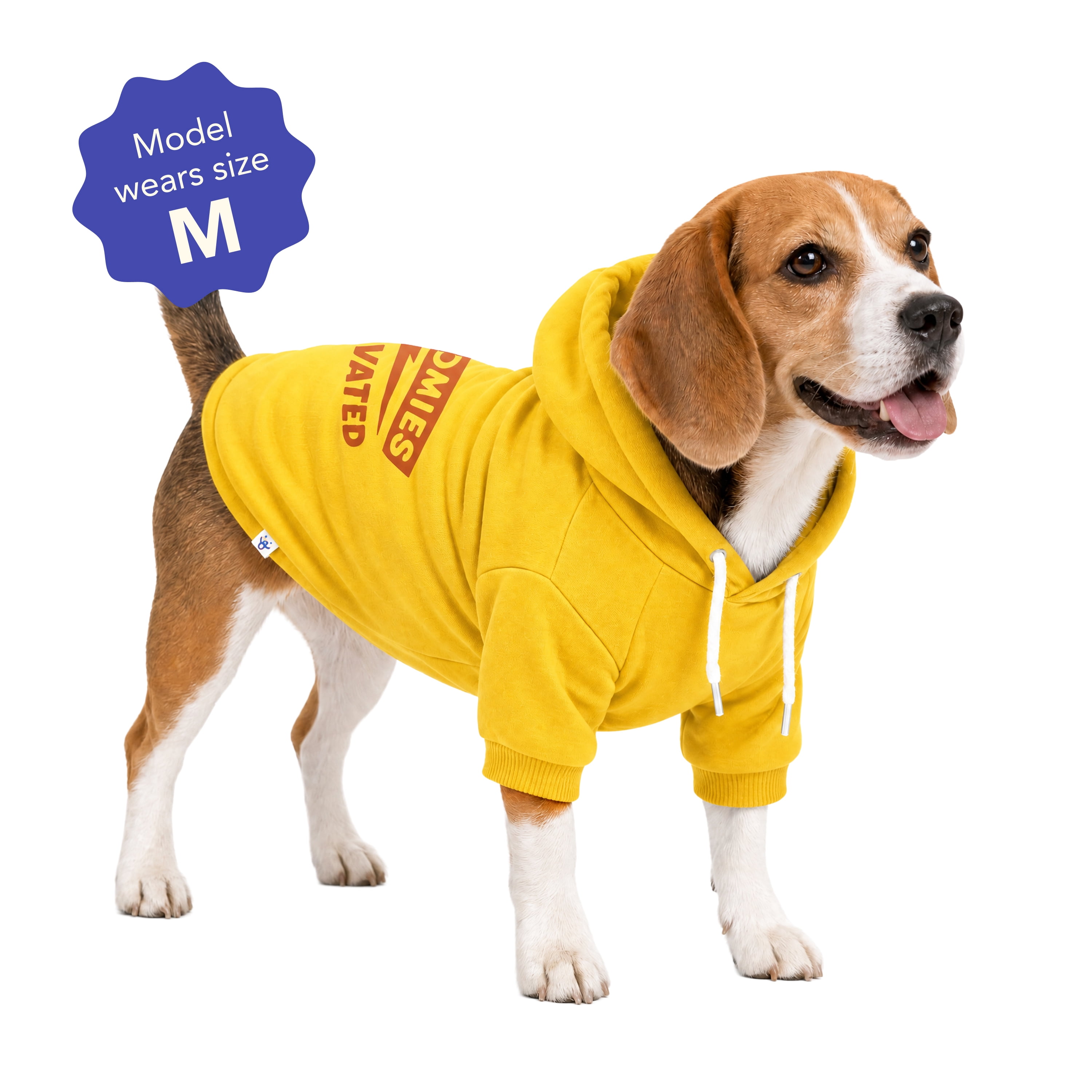 Oodles Zoomie Activated Fall Dog Hoodie, Yellow, Medium