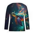 thumbnail image 4 of Womens Summer Beach Vacation Sea Turtle Tie-dye Long Sleeve V Neck T Shirts Casual Tops Tees, 4 of 4