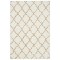 SAFAVIEH Indie Careen Geometric Shag Area Rug, Ivory/Light Beige, 4' x 6'