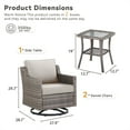 thumbnail image 2 of Yeahumalia Outdoor Patio Wicker 3-Piece Furniture Set, 2pcs Swivel Rocking Chairs with Side Table for Porch Deck Balcony Garden, Grey/Beige, 2 of 10