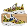 thumbnail image 1 of Zapatillas de deporte de malla con cordones para mujer, diseño de bandera estadounidense, plataforma transpirable con amortiguación de aire, tenis con estampado de girasol, verano, 1 of 6