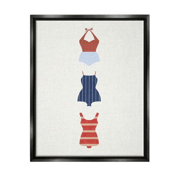 Stupell Industries Nautical Swim Style Beauty & Fashion Painting Black Floater Framed Canvas Art Print Wall Art, 17 x 21