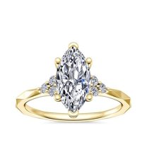 Diamond-Capitals 2.15 Carat Marquise Cut Beautiful Moissanite Halo Engagement Ring for Girls Solid 14K Yellow Gold Size 7