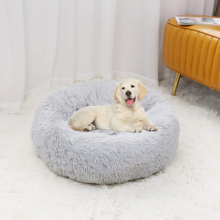 Plush Pet Bed Calming Donut Dog Bed Cat Bed Round Cuddler Nest