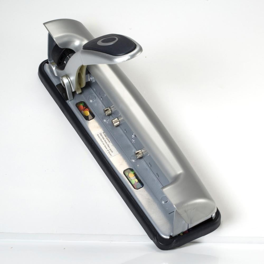 Officemate EZ Lever Adjustable Three Hole Punch, Silver, 15-Sheet Capacity (90050)
