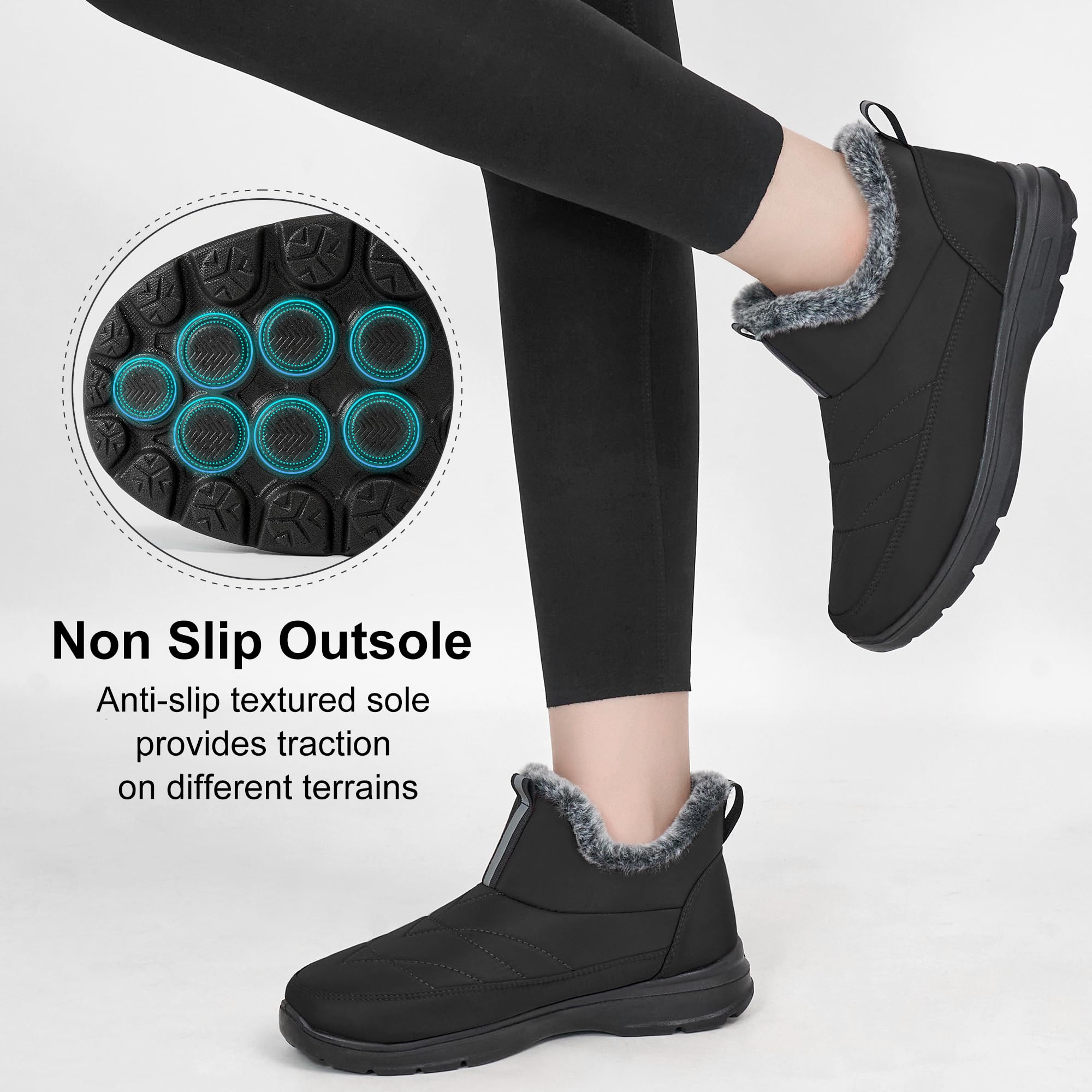 Ecetana Women's Waterproof Slip-On Snow Ankle Boots photo 5