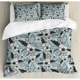 thumbnail image 1 of Pansy Duvet Cover Set Queen Size, Retro Detailed Computer Graphics Floral Leaves Spring Resembling Concept, Decorative 3 Piece Bedding Set with 2 Pillow Shams, Blue Grey Pale Taupe, by Ambesonne, 1 of 3