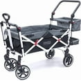 thumbnail image 6 of Creative Outdoor Titanium Series Push Pull Wagon Stroller with Canopy Folding Wagon for Kids, Black/Gray, 6 of 9