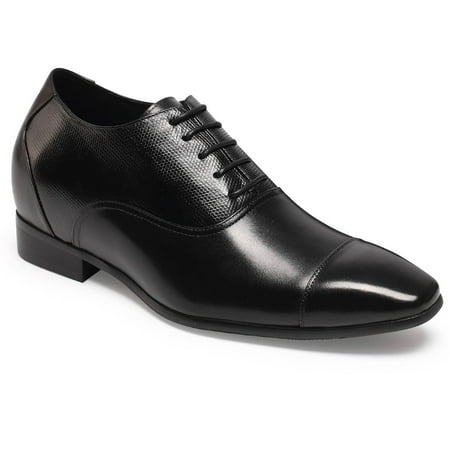 

CMR CHAMARIPA Men s Dress Shoes Black Leather Formal Oxfords Invisible Height Increasing Elevator Shoes That Make You Taller 2.95 Inches Lace-up Elevated Shoes