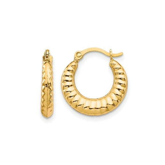 Gem & Harmony 10K Yellow Gold Scalloped Hoop Earrings for Women