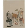 thumbnail image 2 of Kubo Shunman 15x18 Gold Ornate Wood Frame and Double Matted Museum Art Print Titled - Courtesan on the Town with Attendants at Night, 2 of 4