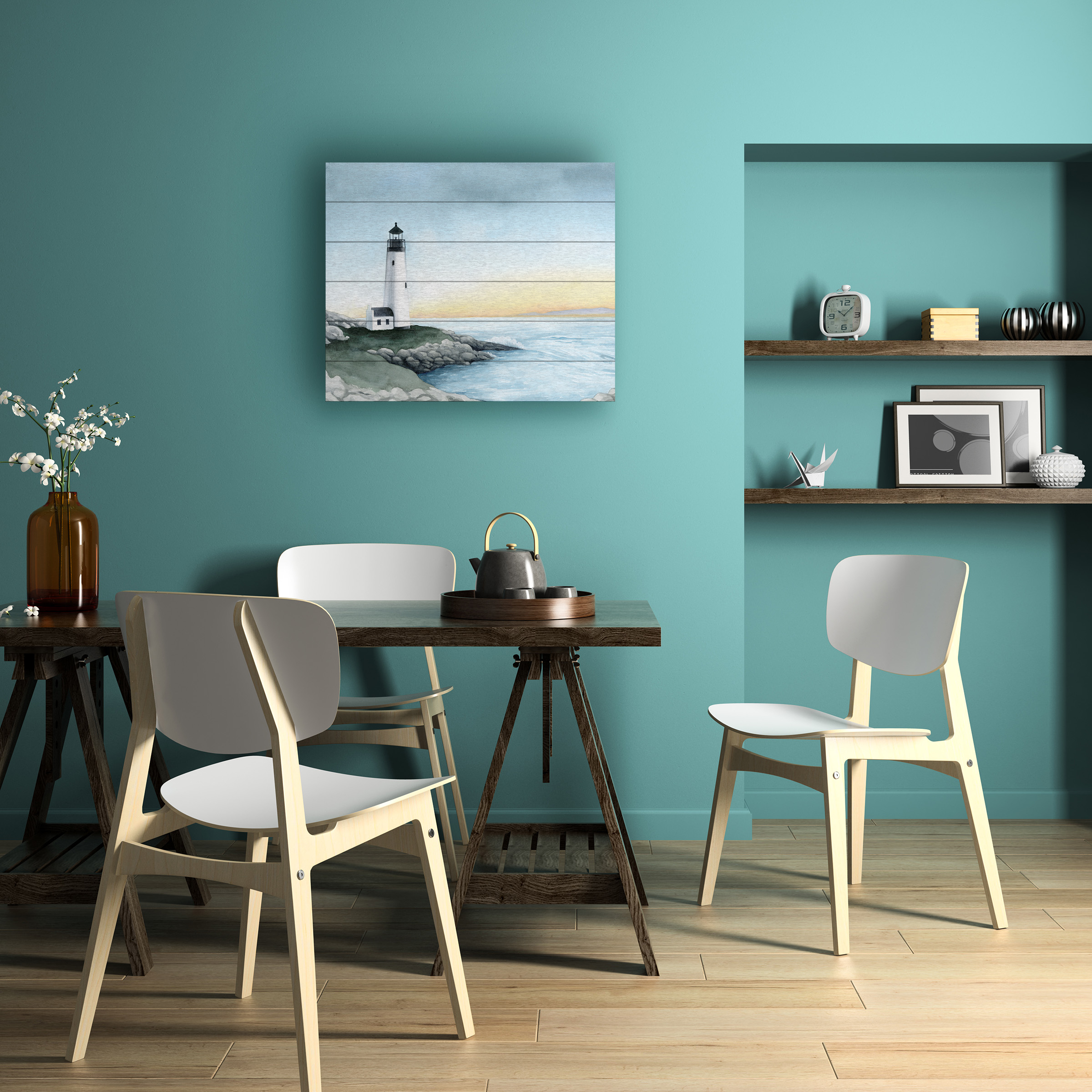 Grace Popp 'Lighthouse Bay I' Wood Slat Art 18x22