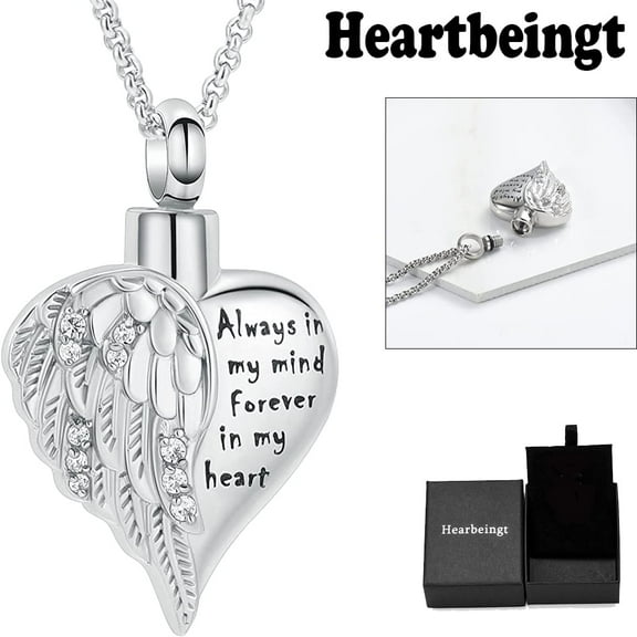 Cremation Jewelry Heart Urn Necklaces for Ashes Crystal Cremation Memorial Lockets Ashes Pendant For Women