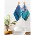 thumbnail image 2 of Abstract Blue Kitchen Dish Towels for Drying Dishes Set of 3, Painting Buildings Geometric Color Block Waffle Weave Microfiber Hand Tea Bathroom Towels Quick Dry & Absorbent Towel 12x12, 2 of 7
