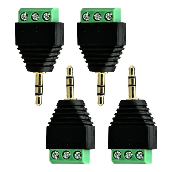 Ciwanning 4pcs 3.5mm Stereo Male To Screw Terminals Female Adapter Headphone Replacement Plugs for Versatile Sound Video Connecti