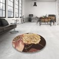 thumbnail image 3 of Ahgly Company Indoor Round Patterned Yellow Orange Area Rugs, 5' Round, 3 of 6