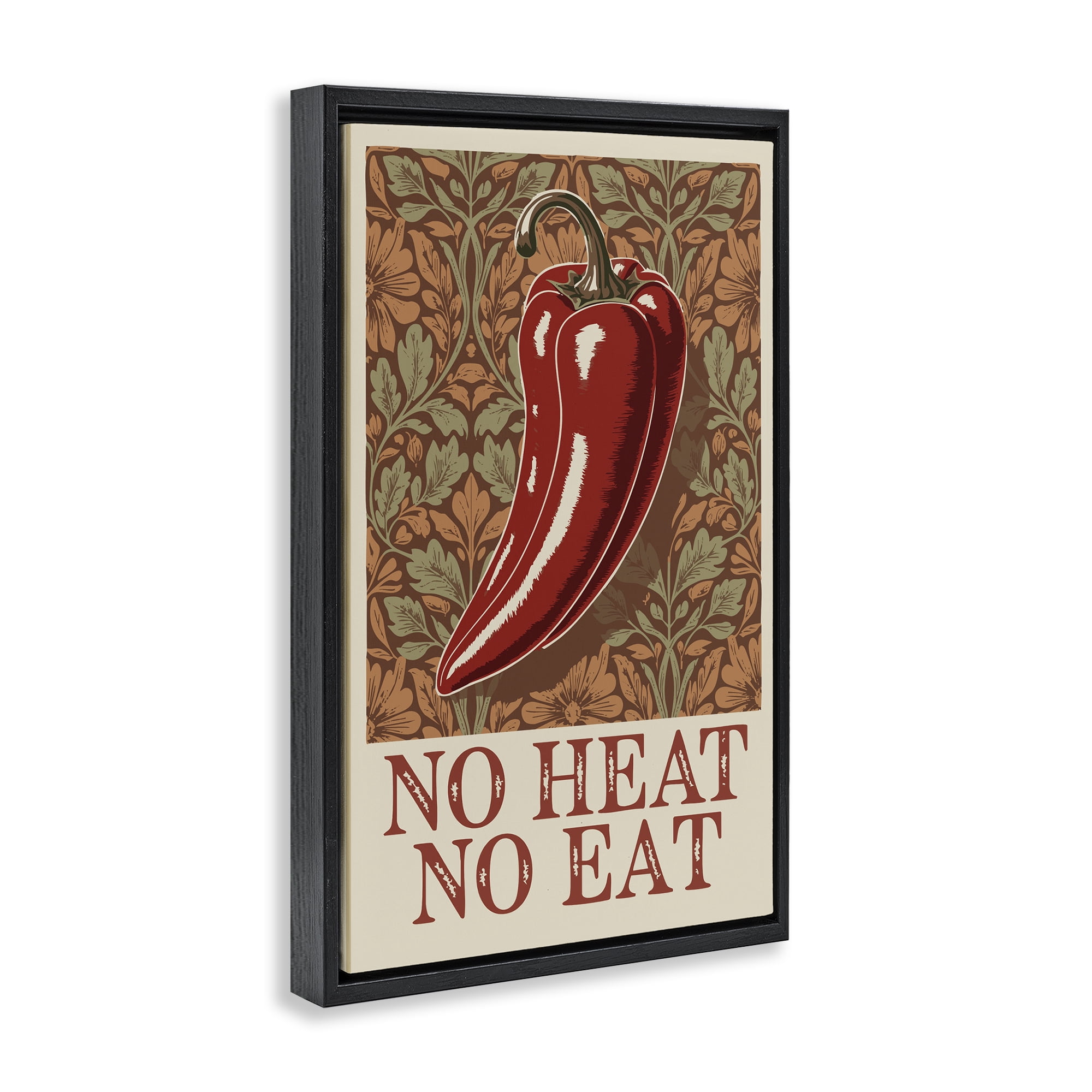 Stupell Industries No Heat or Eat Pepper Black Framed Floater Canvas Wall Art, design by Andreas Magnusson