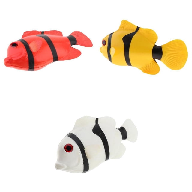 Adorno de artificial de 3 piezas para decoración de acuario, Mini nadador de juguete de plástico para peces BLESIY Pez Payaso artificial realista